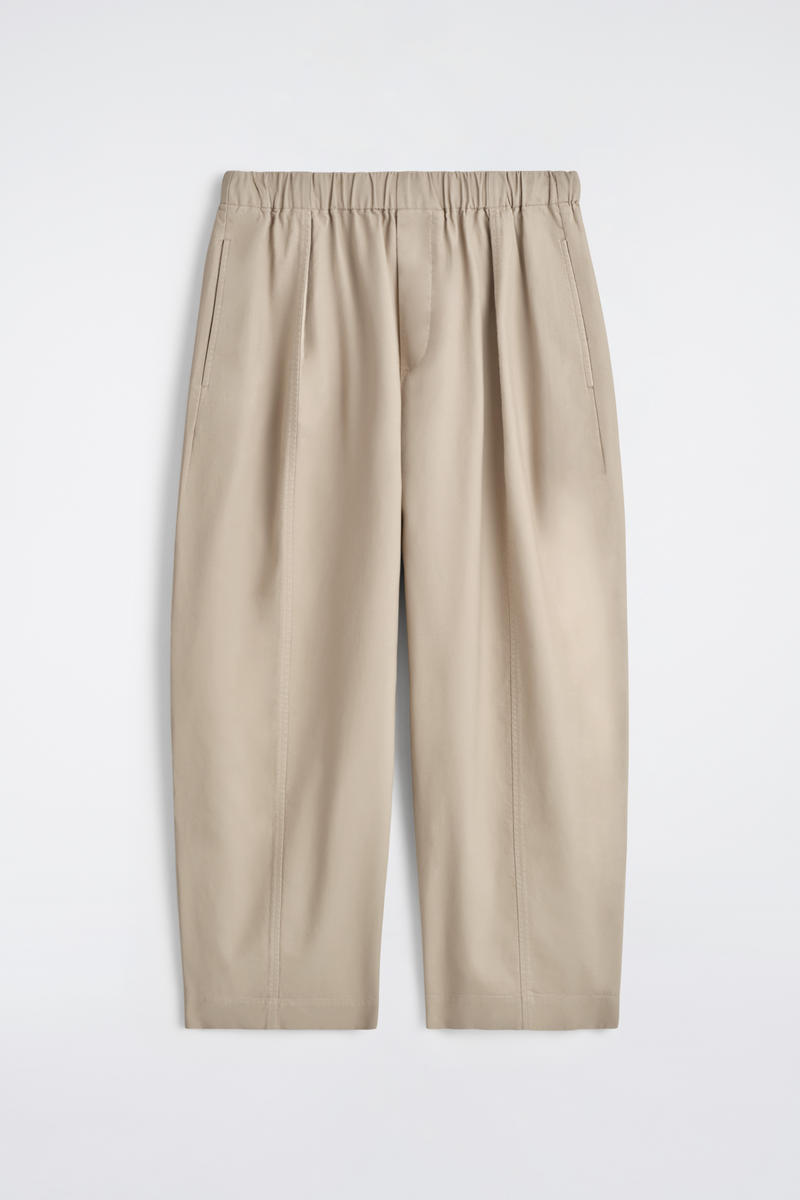 Cotton Cropped Barrel-Leg Pants