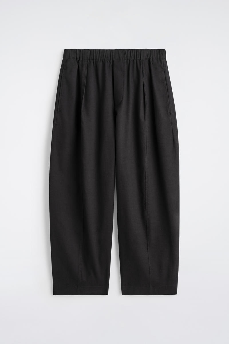 Cotton Cropped Barrel-Leg Pants
