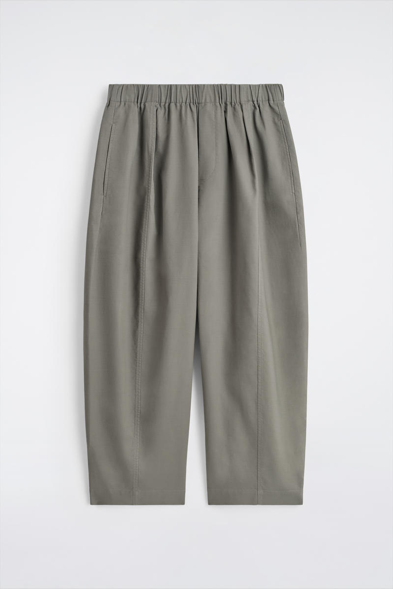 Cotton Cropped Barrel-Leg Pants