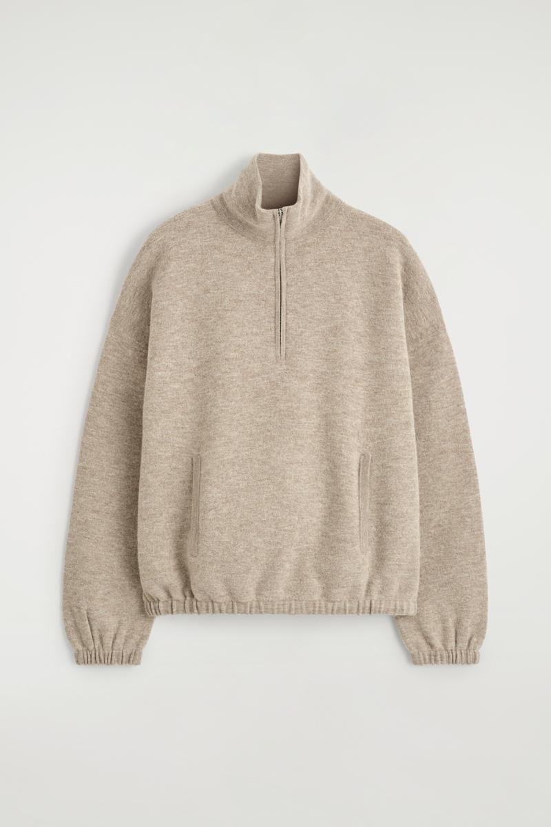 Boiled Merino Wool Zip-Up Sweater