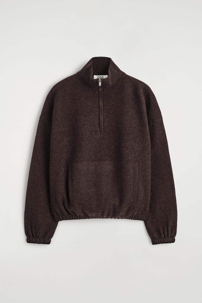 Boiled Merino Wool Zip-Up Sweater