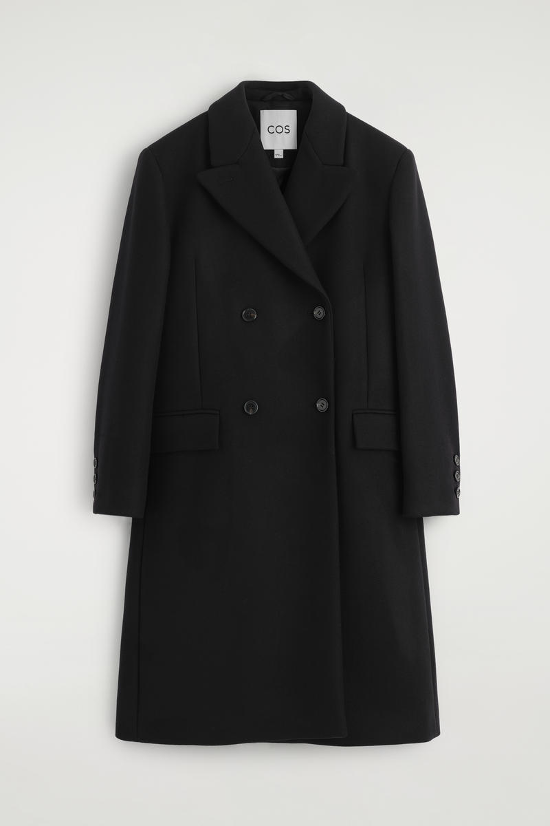 Tailored Double-Breasted Wool Long Coat