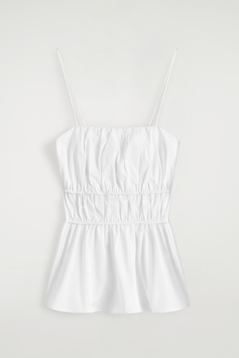 Gathered Cotton Peplum Top