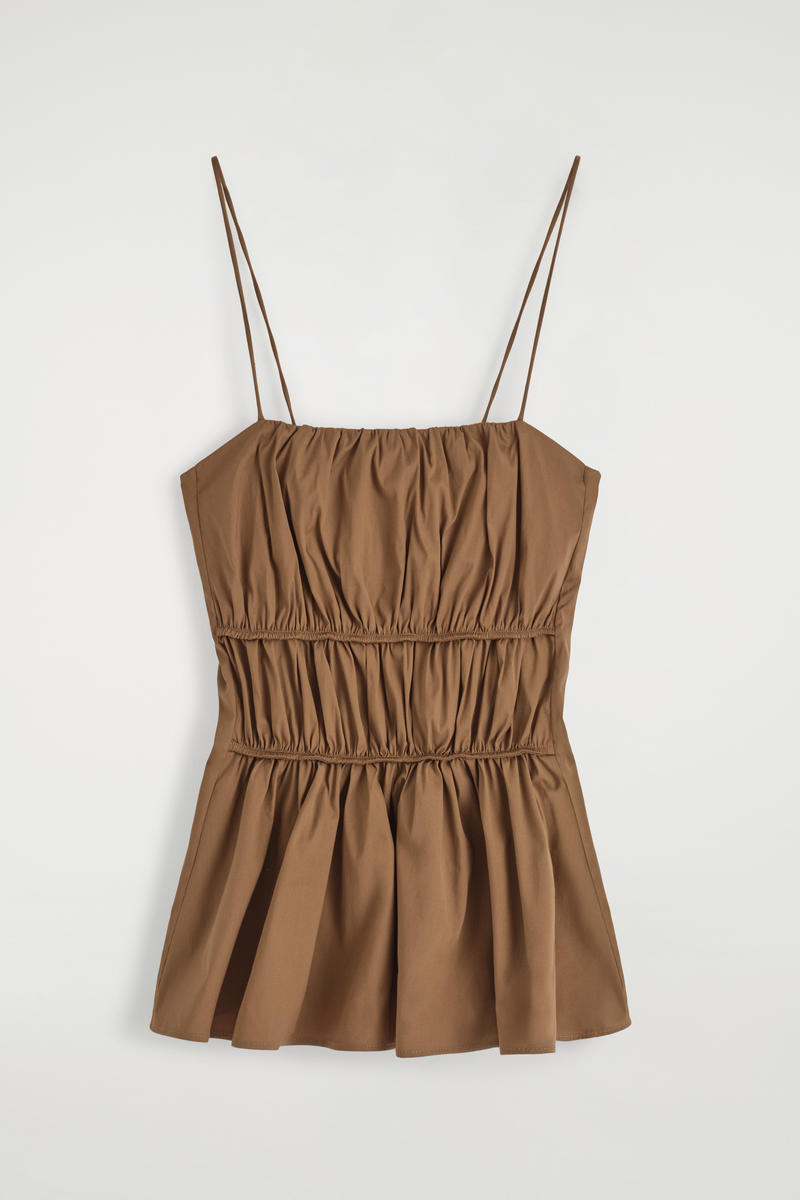Gathered Cotton Peplum Top