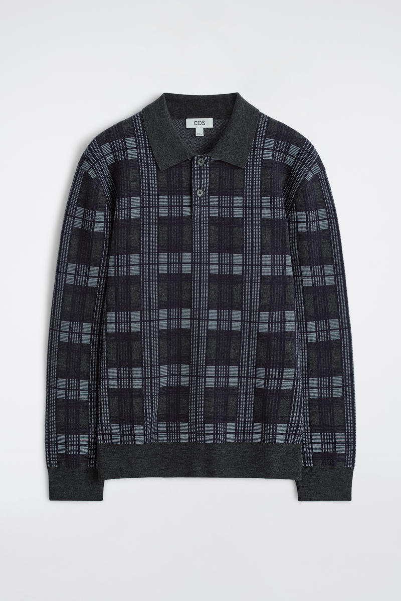 Merino Wool-Jacquard Polo Sweater