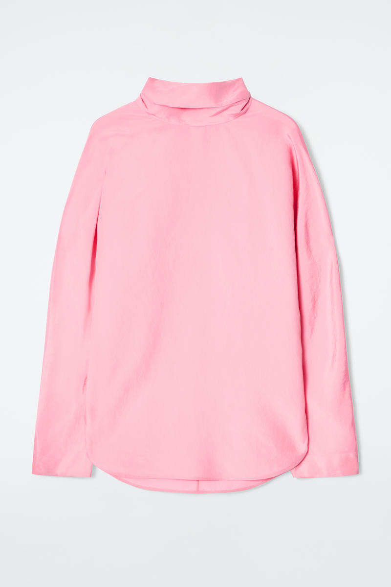 Neck-Tie Circle-Cut Blouse