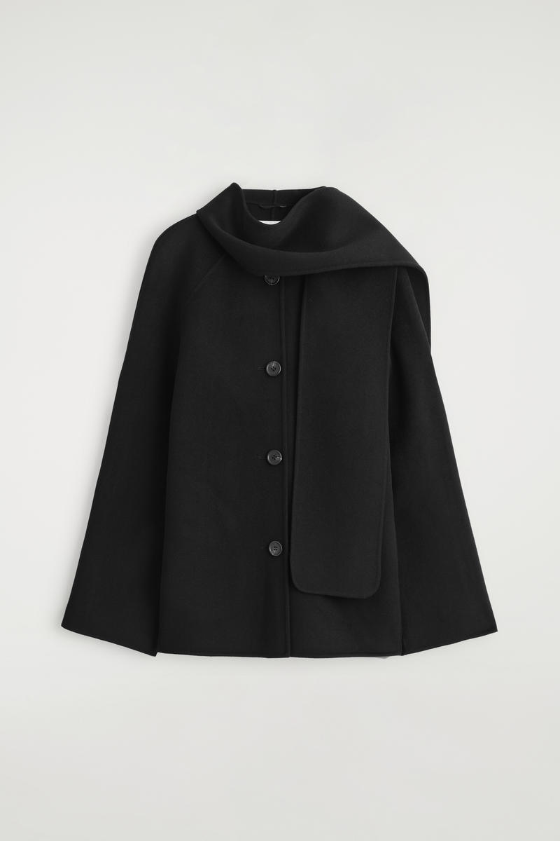 Double-Faced Wool Scarf Short Jacket