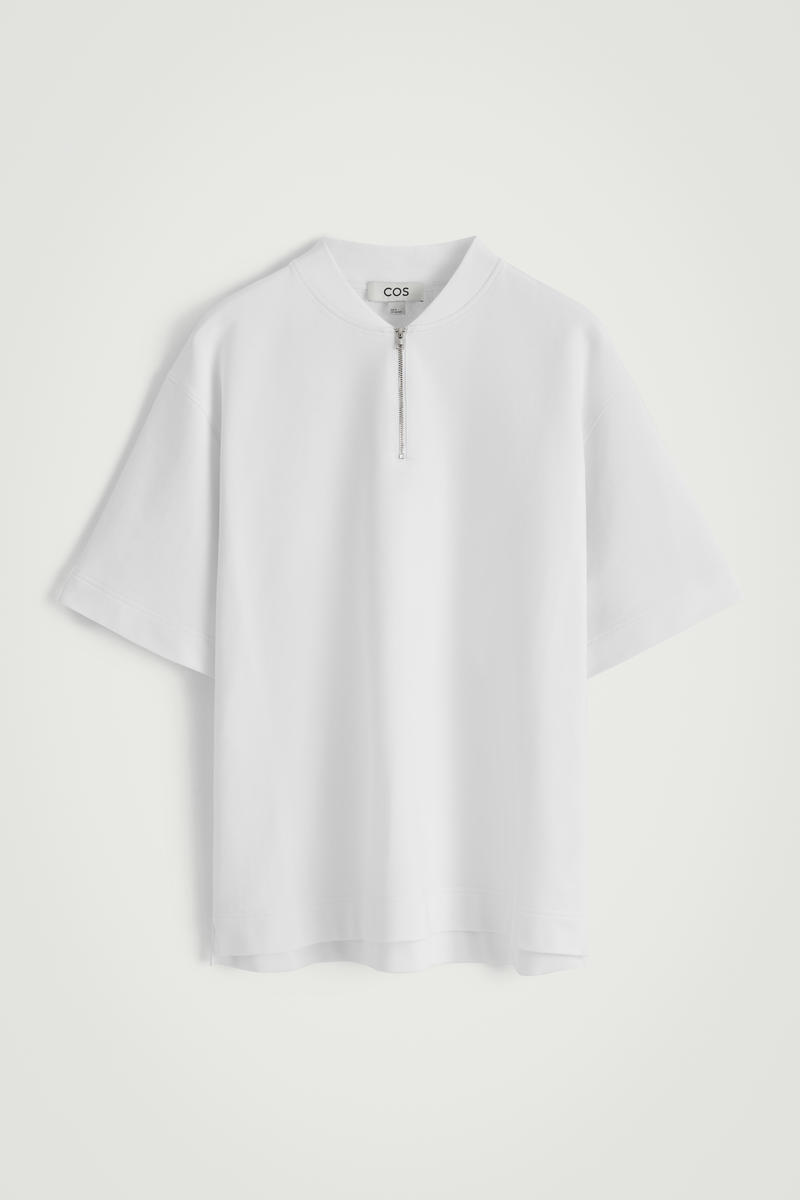 Half Zip Cotton T-Shirt by COS