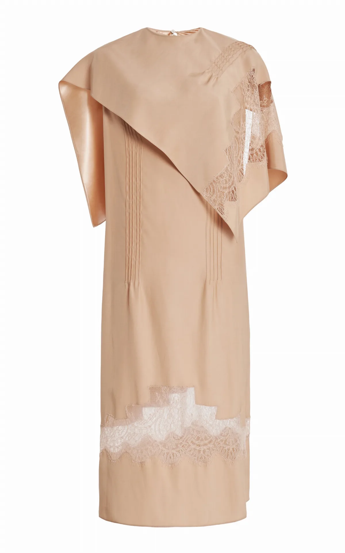 Lace-Trimmed Organic Silk Midi Dress