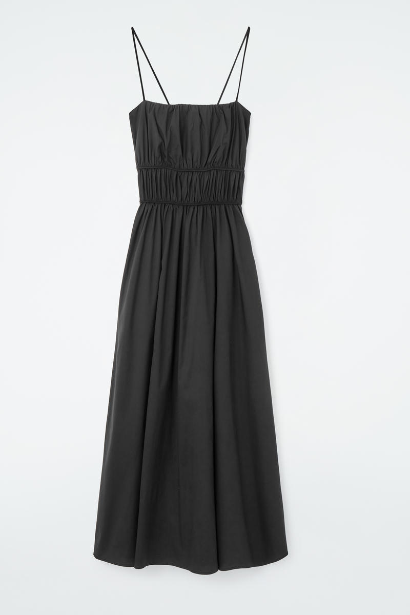 Gathered Cotton Midi Dress