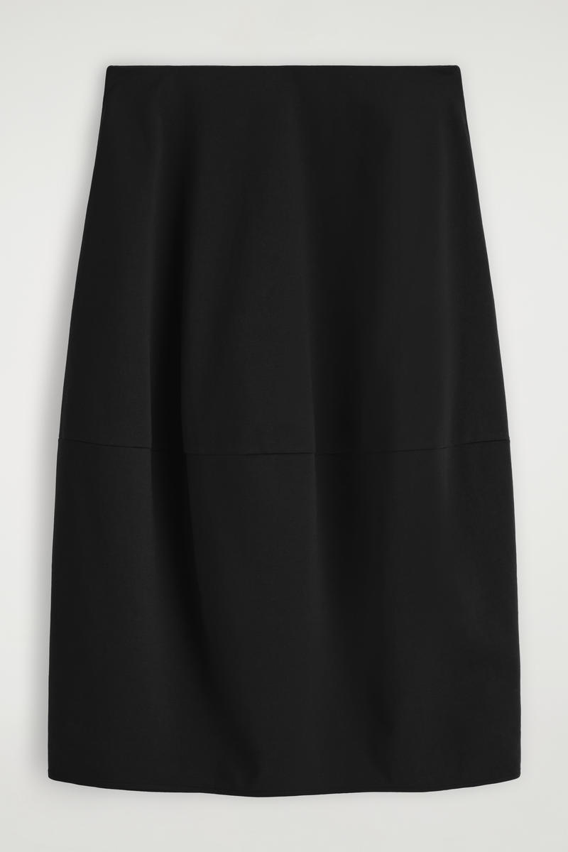 Rounded Cotton Midi Skirt