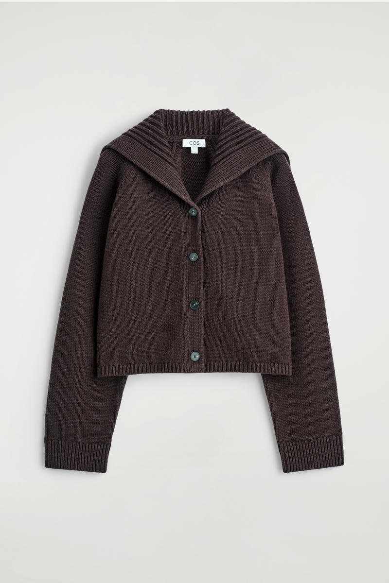 Sailor-Collar Wool Cardigan