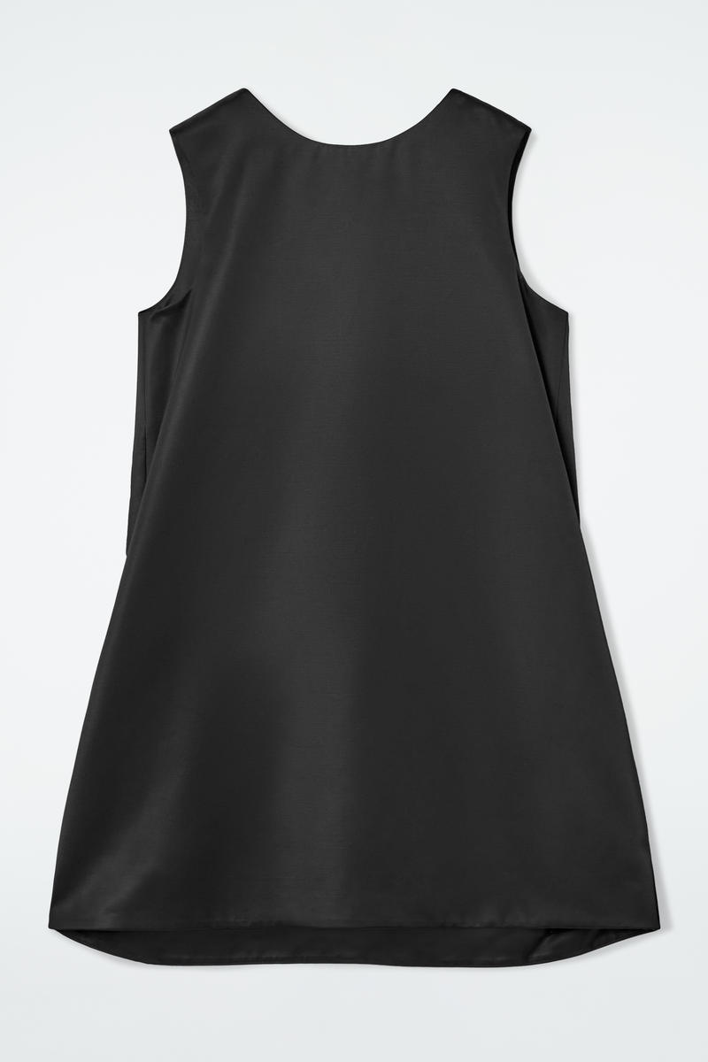Satin Racer-Neck Mini Dress