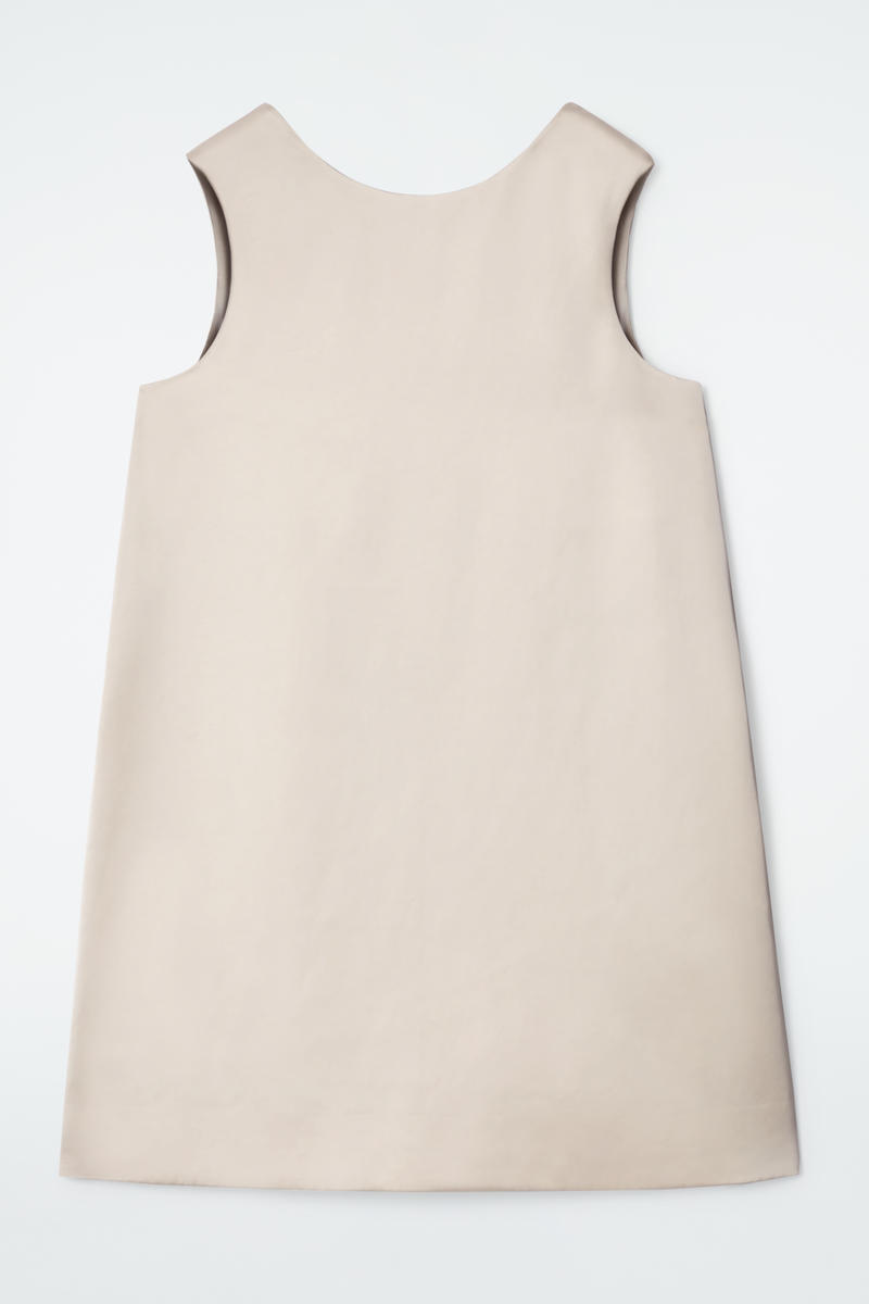 Satin Racer-Neck Mini Dress