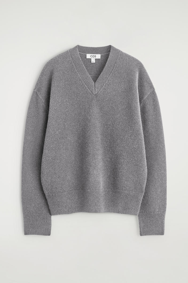 Rounded Wool V-Neck Sweater
