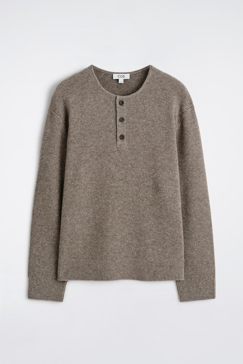 Knitted Merino-Yak Henley Top by COS