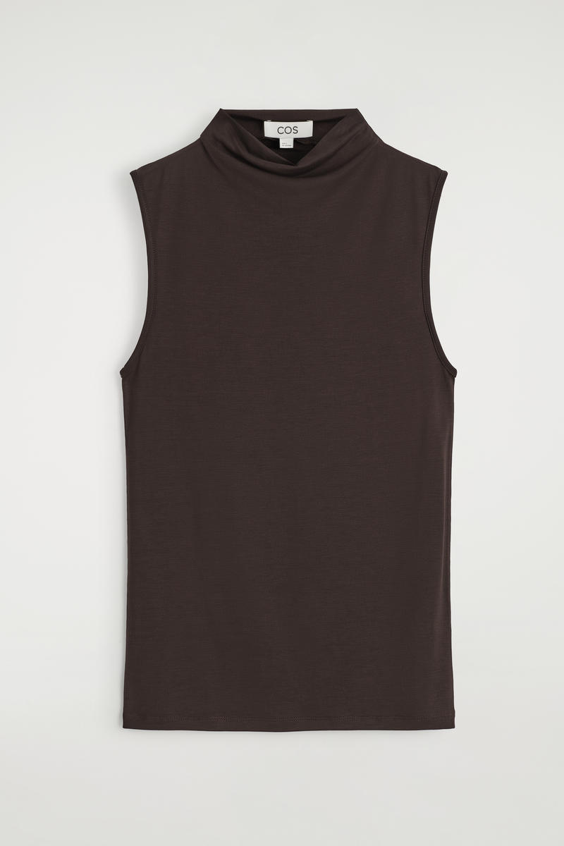 Draped Turtleneck Tank Top