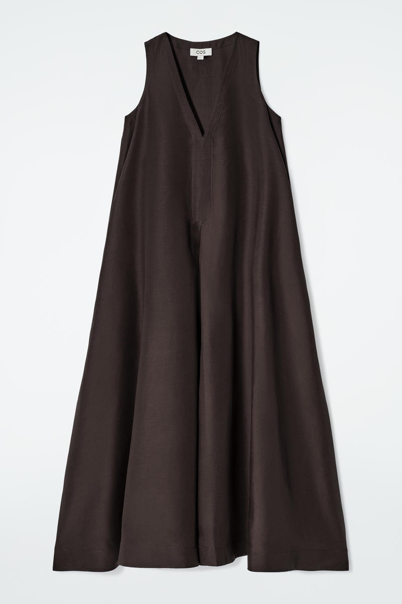 A-Line Linen-Blend Maxi Dress