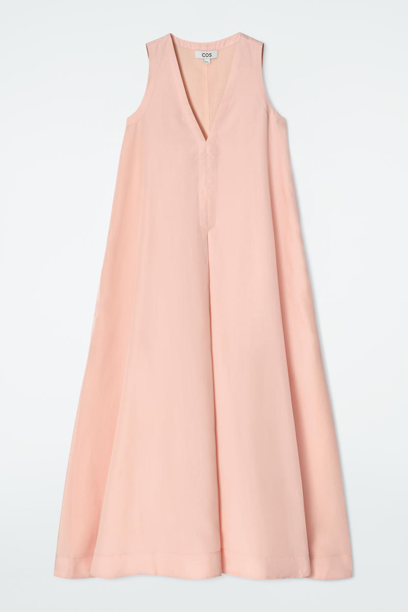 A-Line Linen-Blend Maxi Dress