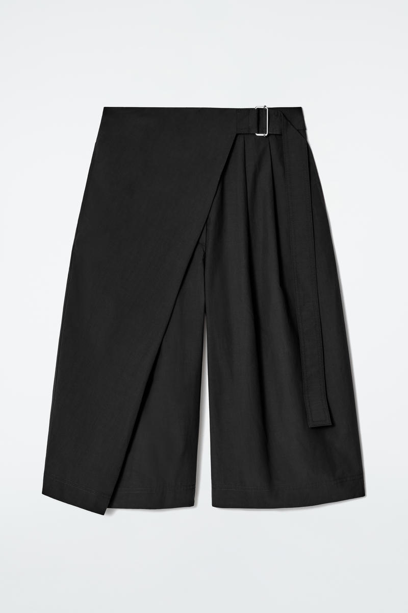 Belted Wrap-Front Cotton Shorts