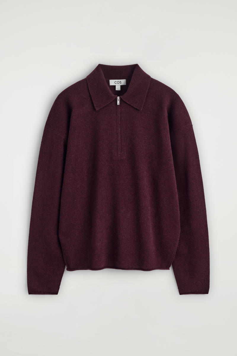 Merino Wool-Yak Zip-Up Polo Shirt
