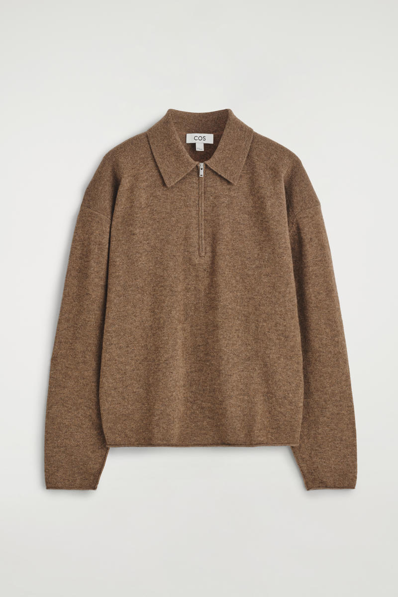 Merino Wool-Yak Zip-Up Polo Shirt