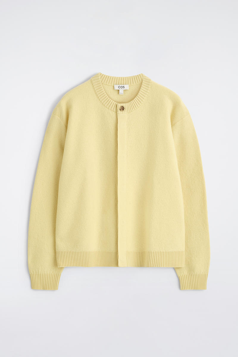 Boiled-Wool Crew-Neck Cardigan