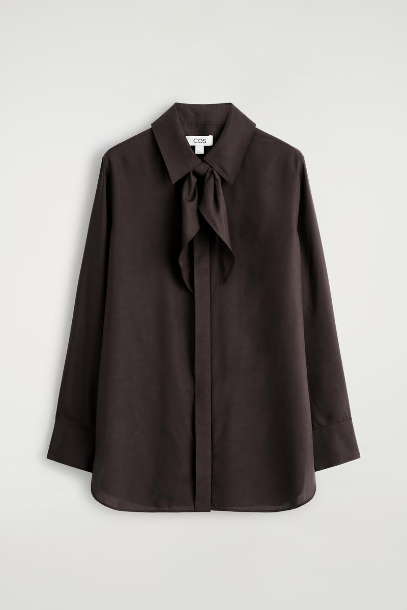 Scarf-Detail Silk Shirt