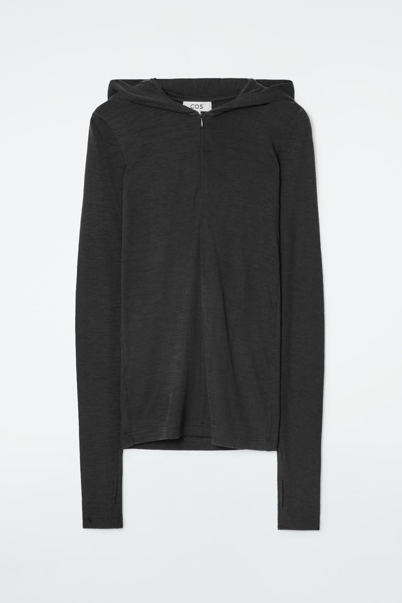 Slim Half-Zip Wool Hoodie