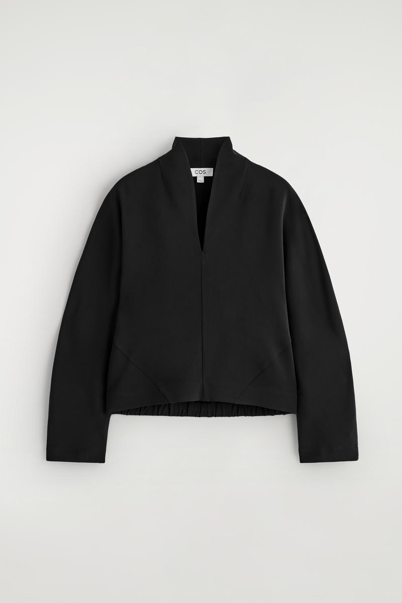 Draped-Collar Blouse