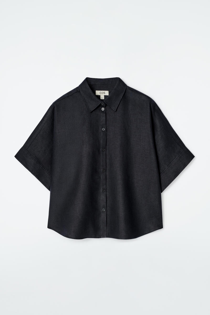 Boxy Short-Sleeved Linen Shirt