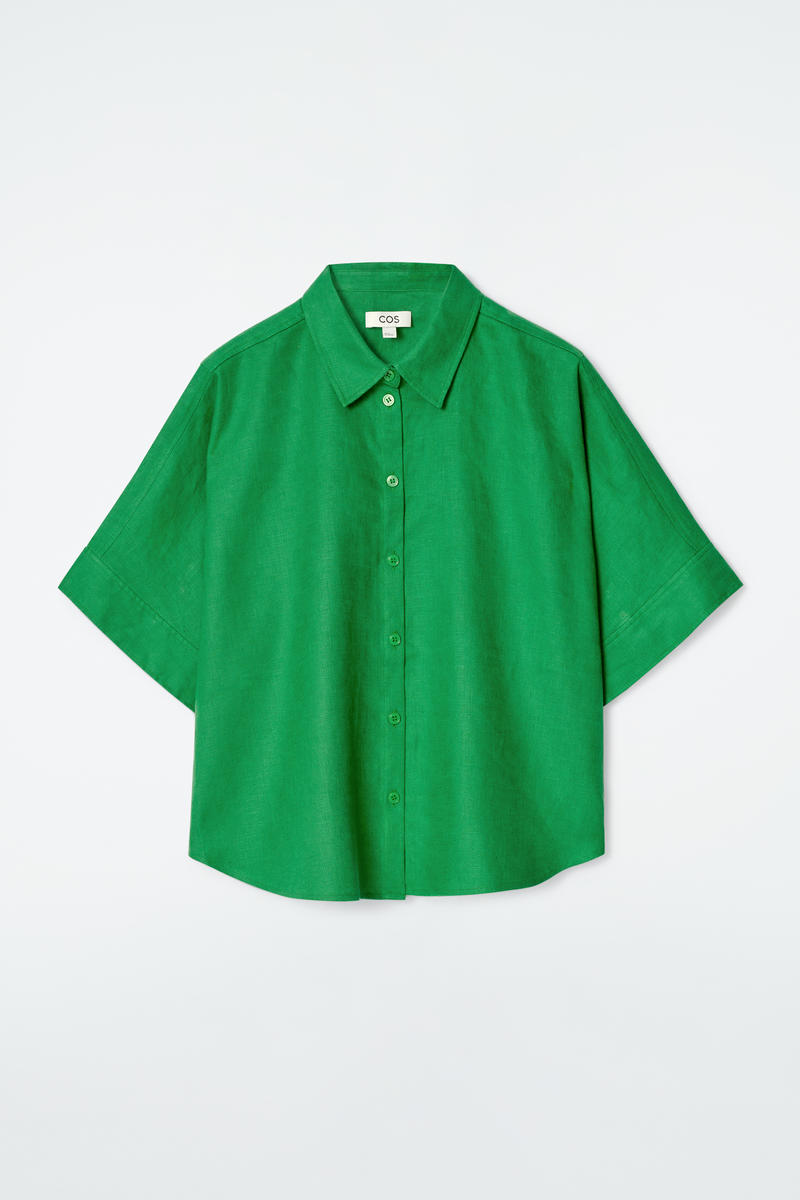 Boxy Short-Sleeved Linen Shirt