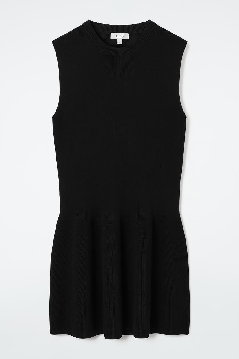 Ribbed-Knit Dropped-Waist Mini Dress