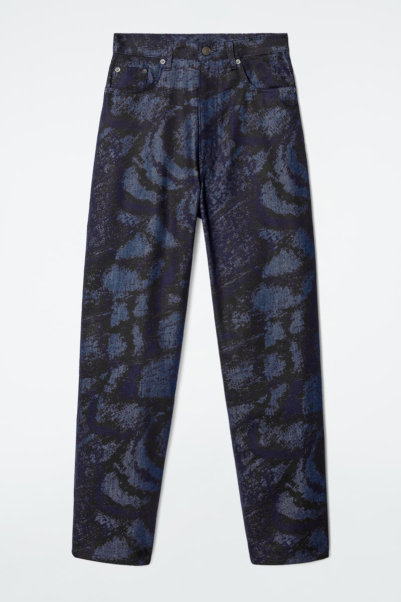 Bay Jacquard Barrel-Leg Jeans