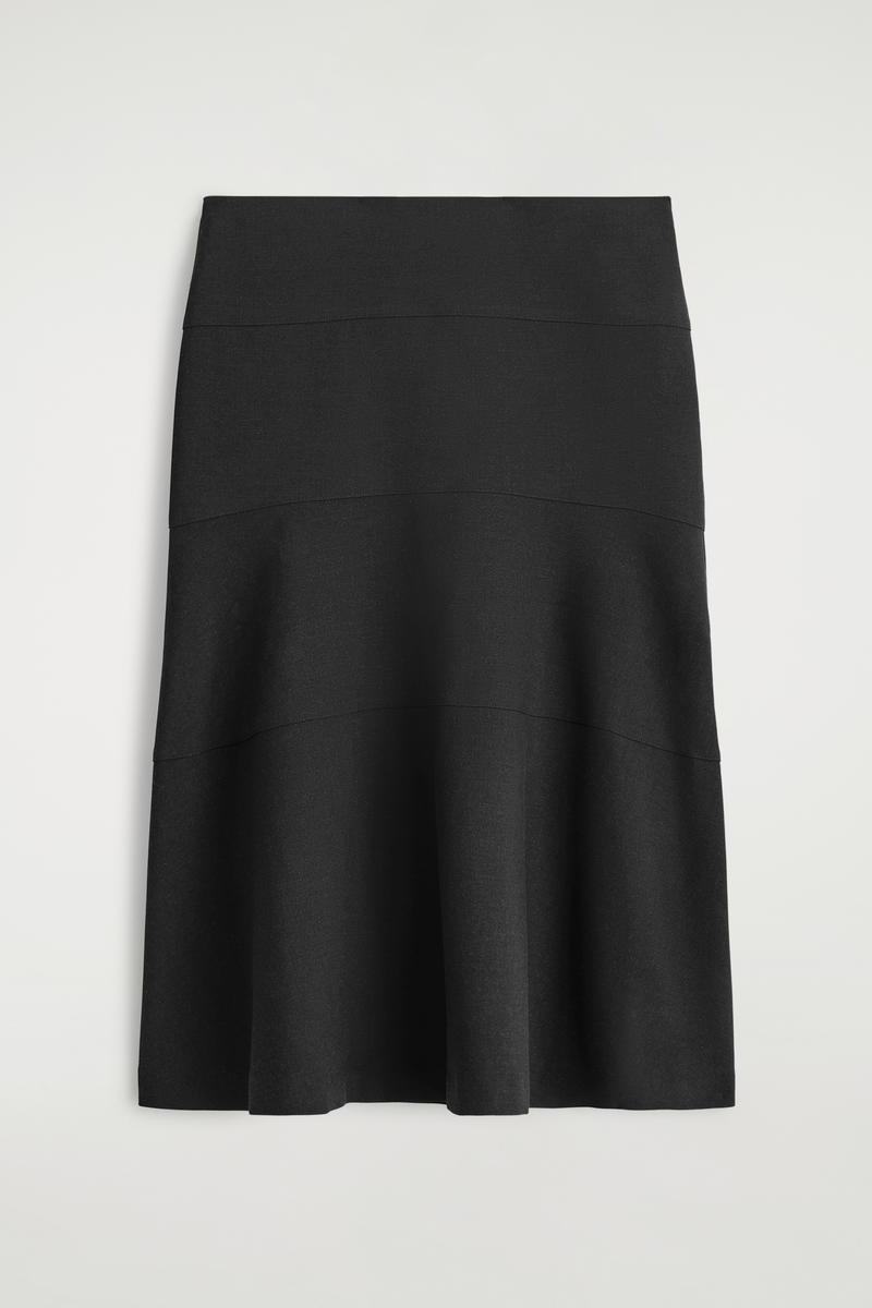 Curved A-Line Midi Skirt