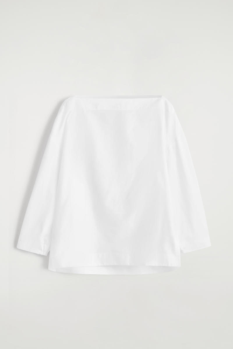 Boat-Neck Cotton Blouse