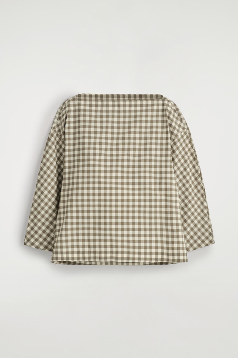 Boat-Neck Cotton Blouse