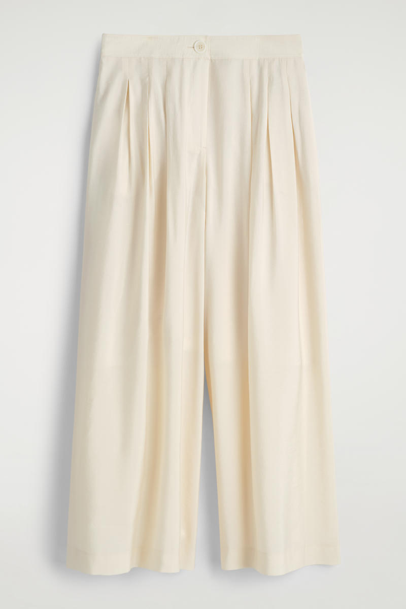 Pleated Modal Wide-Leg Trousers