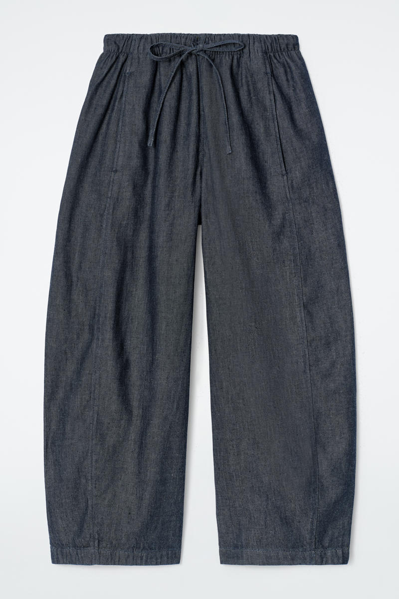 Barrel-Leg Denim Drawstring Pants
