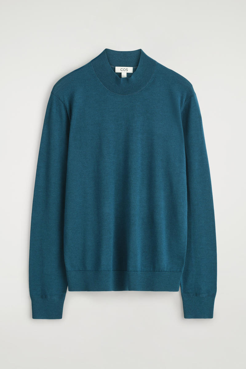 Slim Merino Wool Mock-Neck Sweater