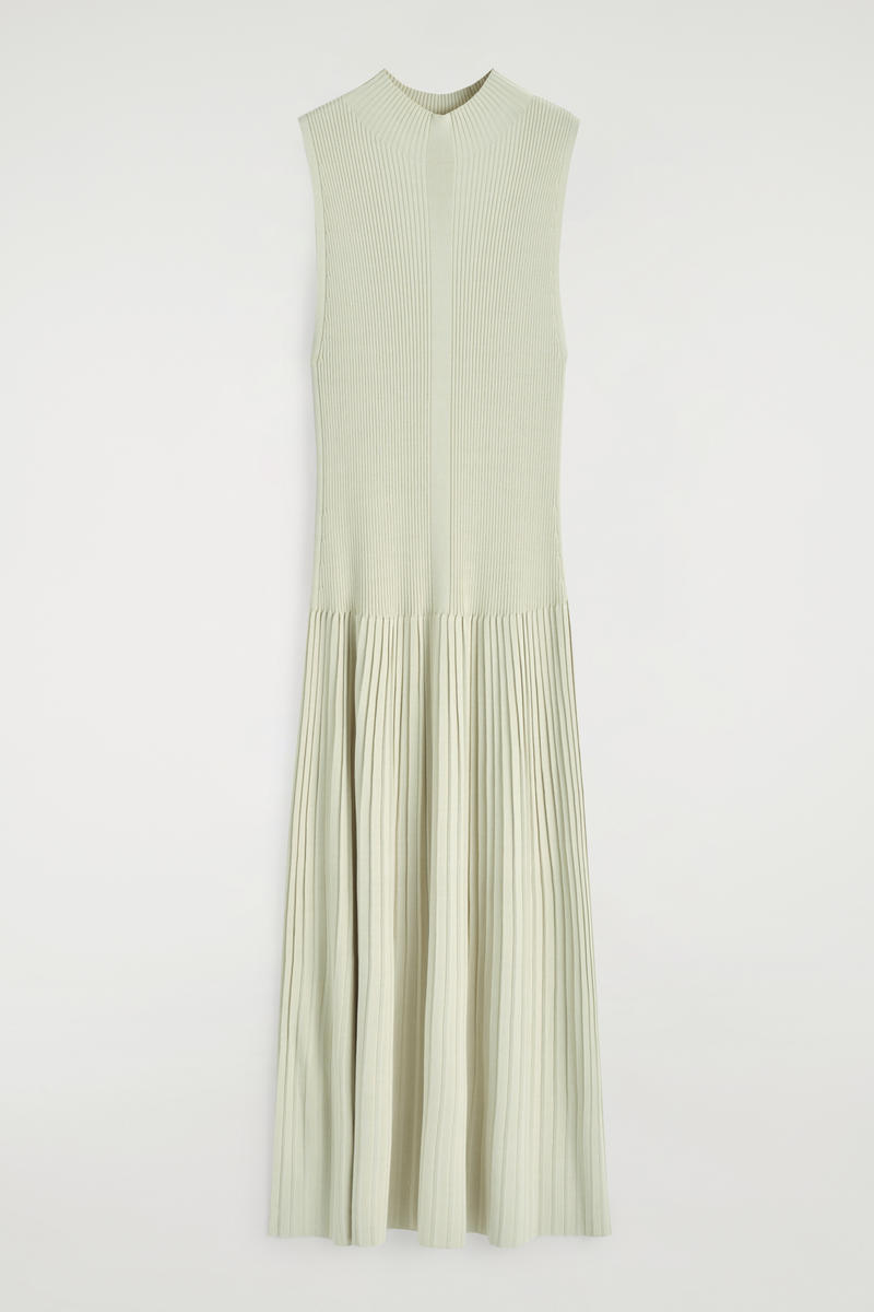 Pleated Turtleneck Maxi Dress