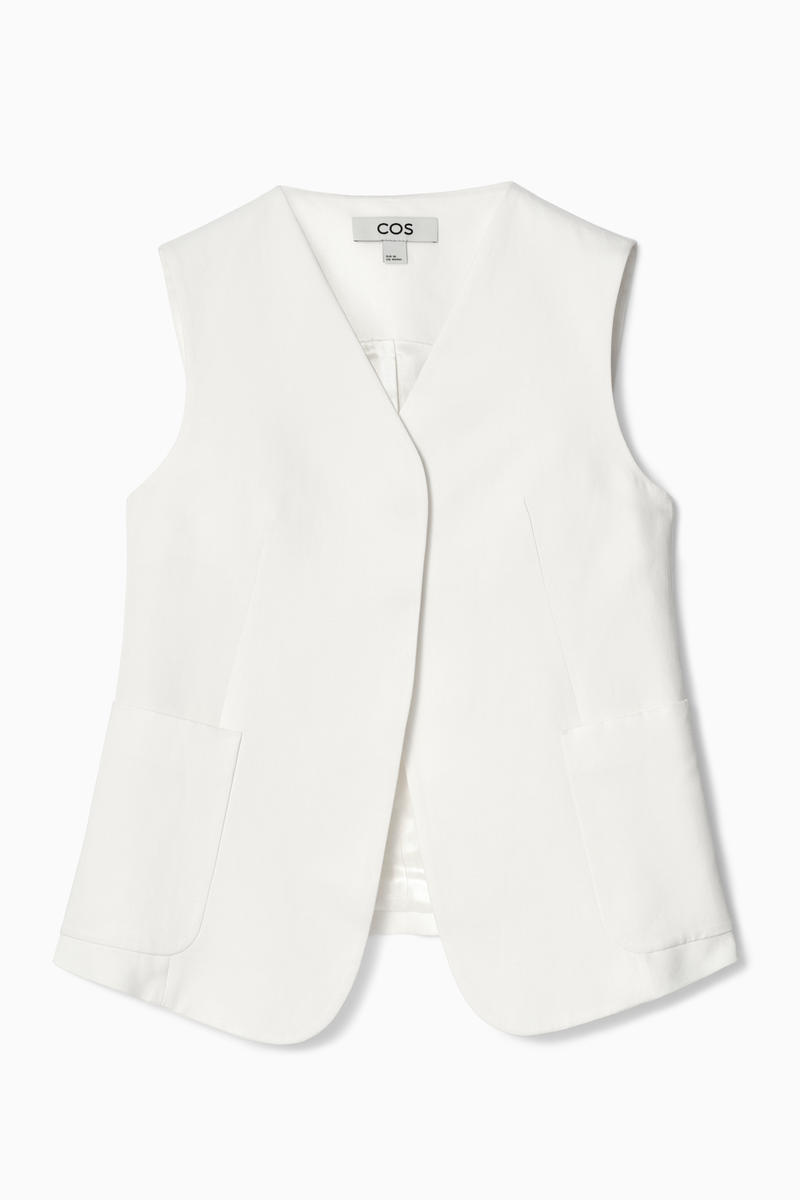 Wrap-Front Linen-Blend Vest