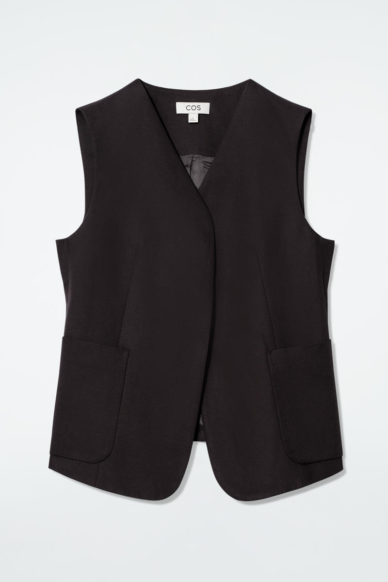 Wrap-Front Linen-Blend Vest