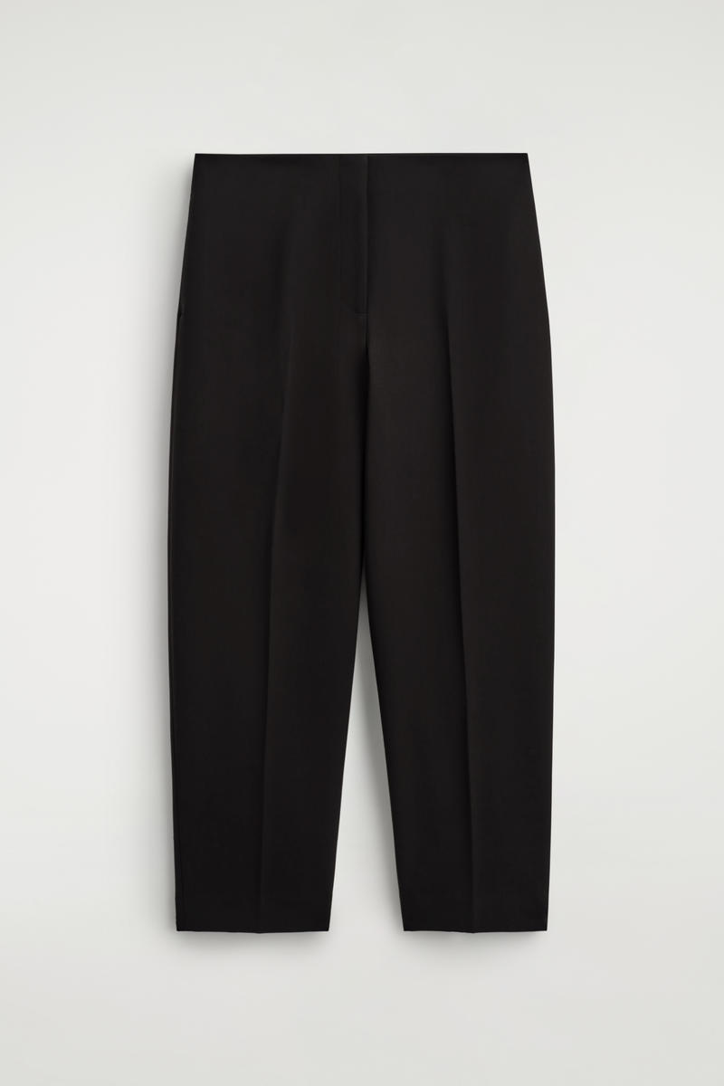 Wool-Blend Barrel-Leg Pants