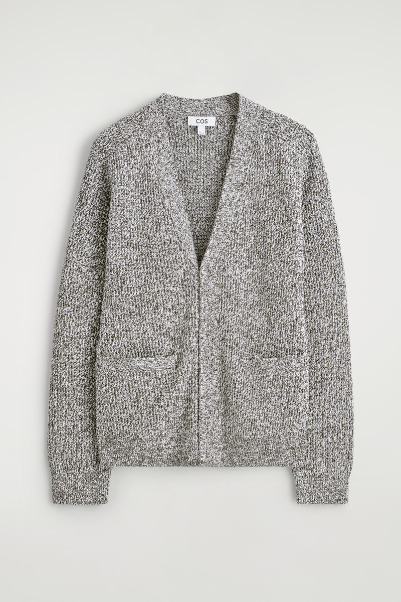 Flecked V-Neck Zip-Up Cardigan
