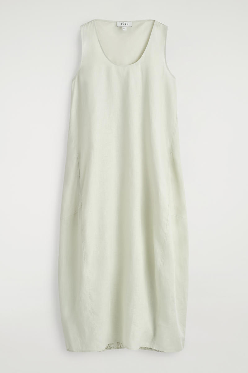 Elasticated-Hem Linen Maxi Dress