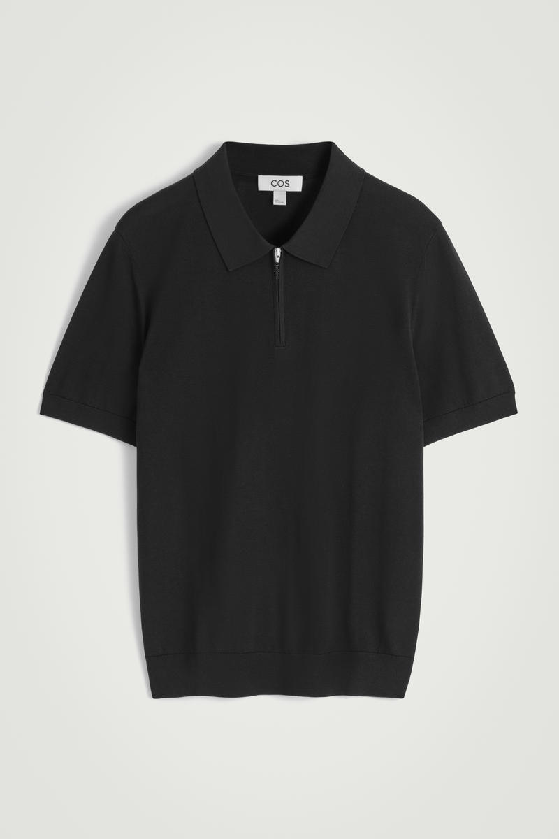 Slim Knitted Silk Zip up Polo Shirt