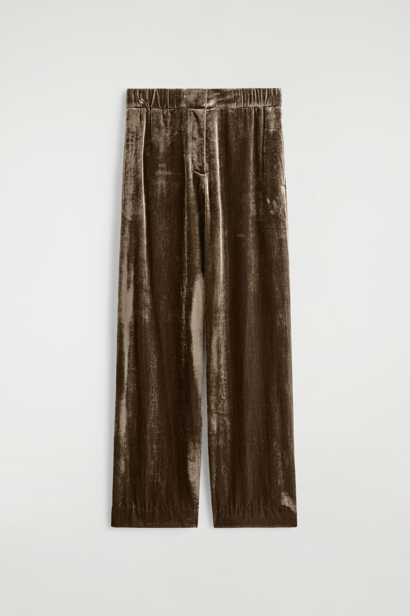 Velvet Elasticated Straight-Leg Trousers