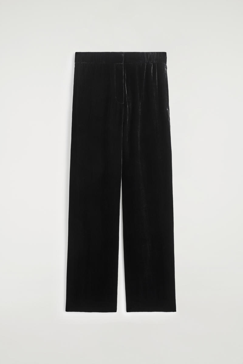 Velvet Elasticated Straight-Leg Trousers
