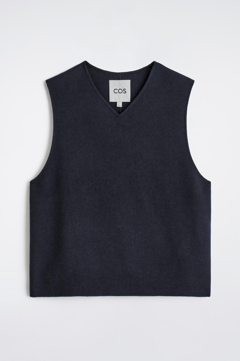 Double-Faced Wool V-Neck Tank